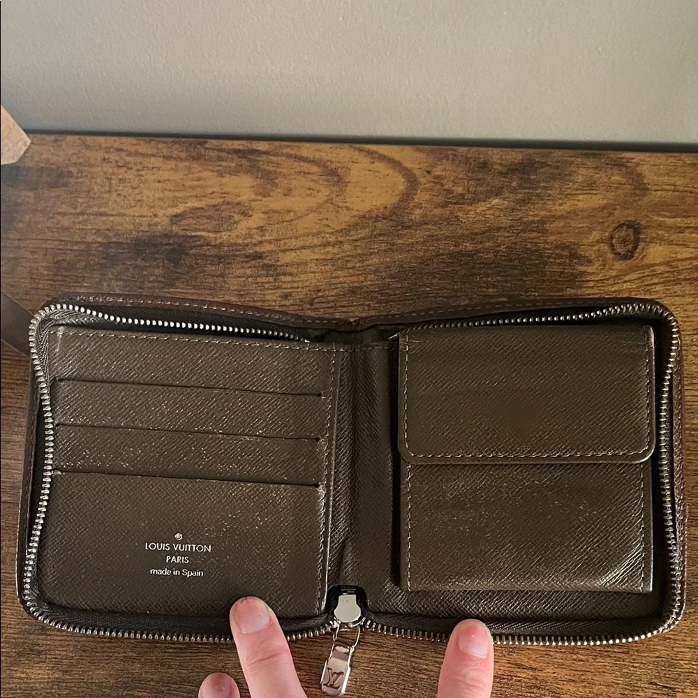 Louis Vuitton Brown Leather Zip Around Wallet